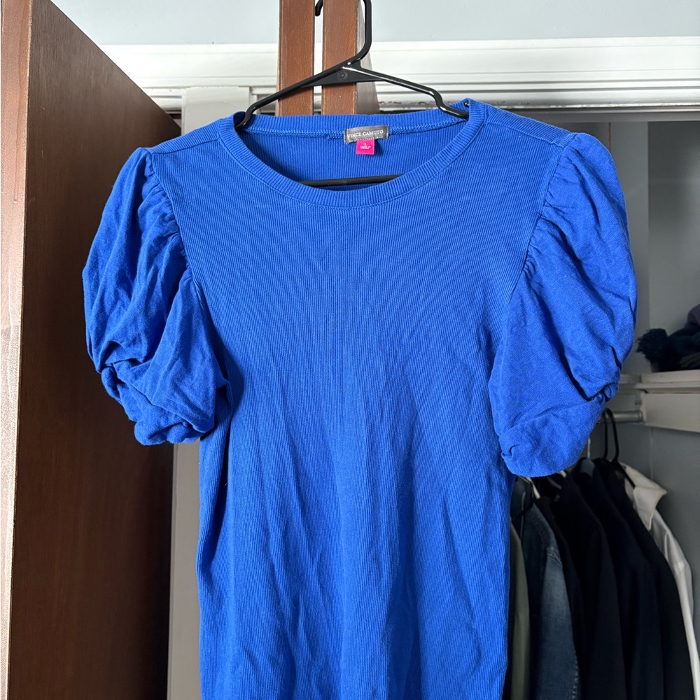Vince Camuto Royal Blue Puff Sleeve Tee